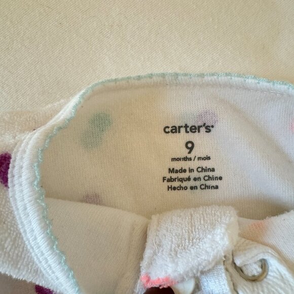 White Polka Dot Footed Fleece Pajamas with Owl - Picture 6 of 7